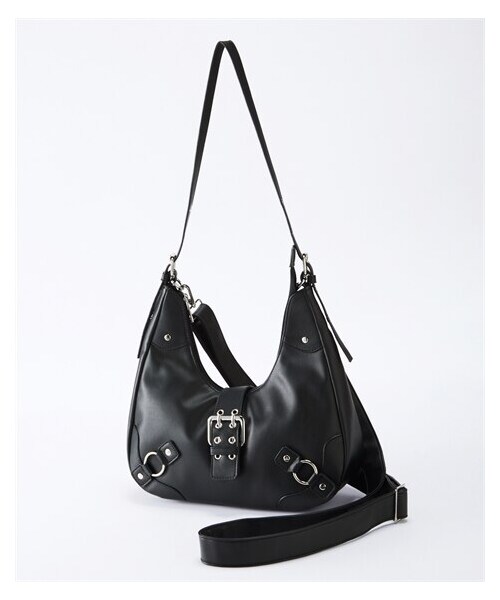 nissen（ニッセン）の「肩ひも長め　スタッズデザインバックル付２WAYショルダーバッグ（ショルダーバッグ・メンズ・黒/ボルドー/シルバー・Y/LL）」の7枚目の写真