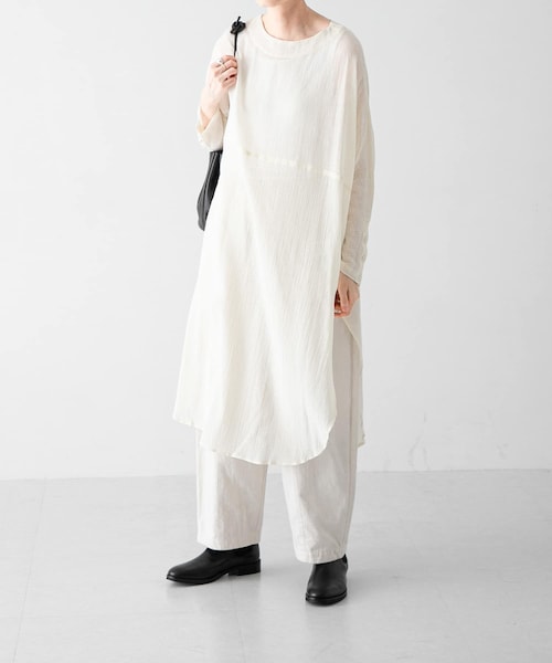 かぐれ　ブラック 長袖チュニック FREE かぐれ ガーゼロングチュニック ブラック - メルカリ