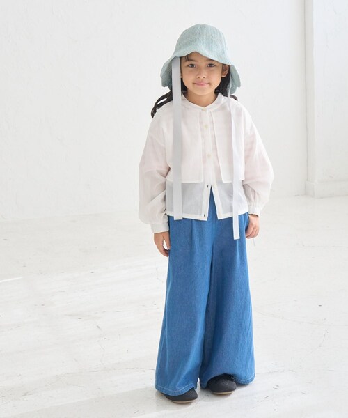 ROPE' PICNIC（ロペピクニック）の「【KIDS/キッズ】【接触冷感・通気性】お着軽シャツシリーズ/綿ボイルシャツ/リンクコーデ（Tシャツ/カットソー・キッズ・オフホワイト/ピンク・L/M/S）」の8枚目の写真