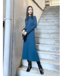 EMODA | リブハイネックマキシニットワンピース(ワンピース)