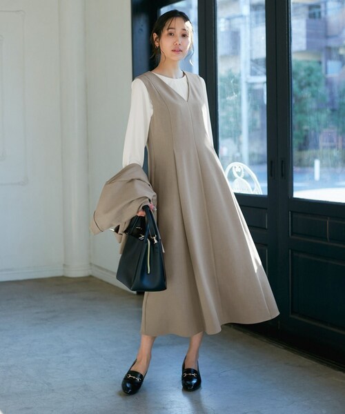 ROPE' PICNIC（ロペピクニック）の「【花粉ガード】クリアツイルジャンパースカート/セレモニー・通勤対応・セットアップ対応（ジャンパースカート・レディース・ライトグレー/キャメル系/ネイビー・36/38）」の17枚目の写真