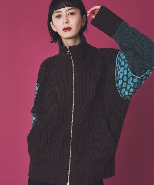 THE GOODLAND MARKET（ザグッドランドマーケット）の「cwtch　MIX PATTERND KNIT（ニット/セーター・レディース・GREY/BROWN・FREE）」の6枚目の写真
