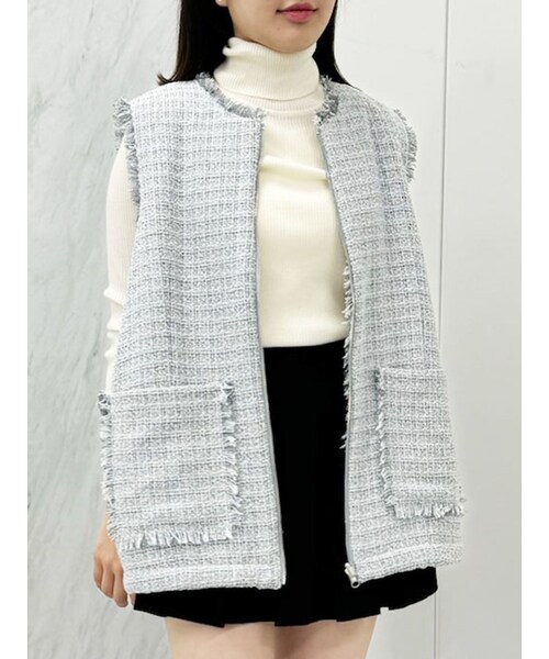 CALNAMUR（カルナムール）の「REVERSIBLE FUR VEST/リバーシブルファーベスト（ベスト・レディース・アイボリー/グレー/ブラック/グリーン・F）」の18枚目の写真