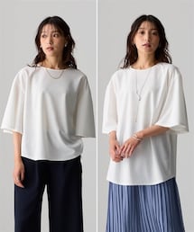 nissen | ゆるシルエット多機能フレアカットジョーゼットブラウス（吸汗速乾・抗菌防臭・接触冷感・UVカット）（チュニック丈）＜大きいサイズ有＞(チュニック)