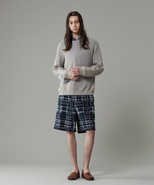 ADAM ET ROPE'(アダムエロペ)の「パッチワーク マドラスチェック ワイド イージーショーツ / セットアップ対応(その他パンツ・メンズ・ホワイト系/ネイビー系/レッド系・L/M)」の9枚目の写真