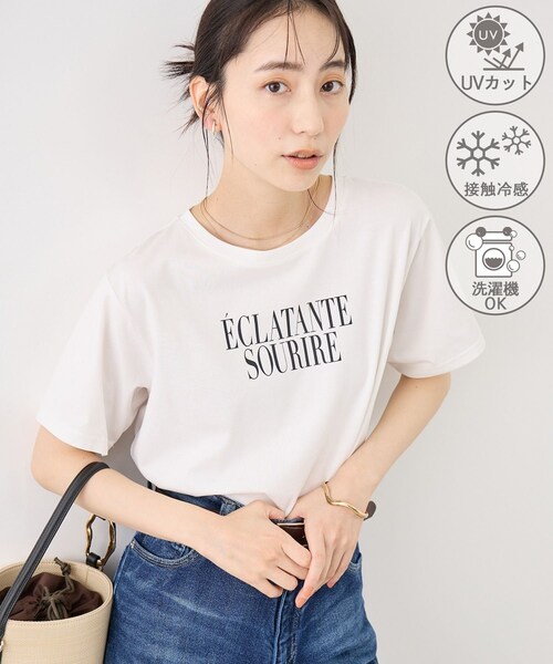 ROPE' PICNIC(ロペピクニック)の「RENUロゴ&フォトアソートプリントTシャツ/UVカット・接触冷感・イージーケア(Tシャツ/カットソー・レディース・ホワイト/ホワイト系・F)」の1枚目の写真