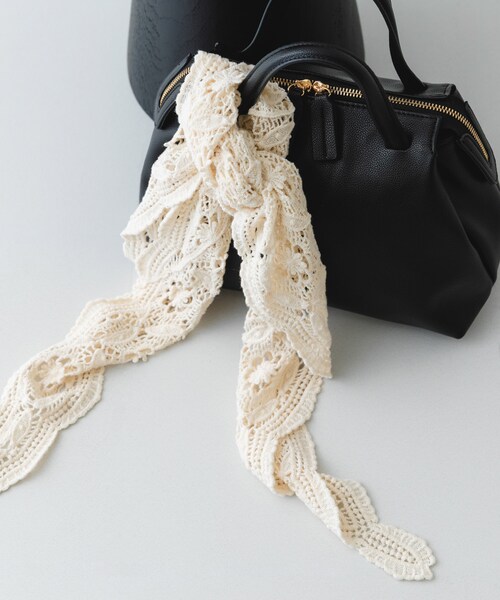 RODE SKO（ロデスコ）の「レースニットバブーシュカ（バンダナ/スカーフ・レディース・OFF/DARK BROWN・one）」の5枚目の写真