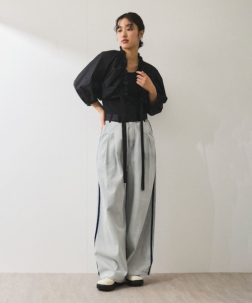 ADAM ET ROPE'(アダムエロペ)の「【サステナブル】ブラウスセットタンクトップ(シャツ/ブラウス・レディース・ブラック系/キナリ系・F)」の8枚目の写真