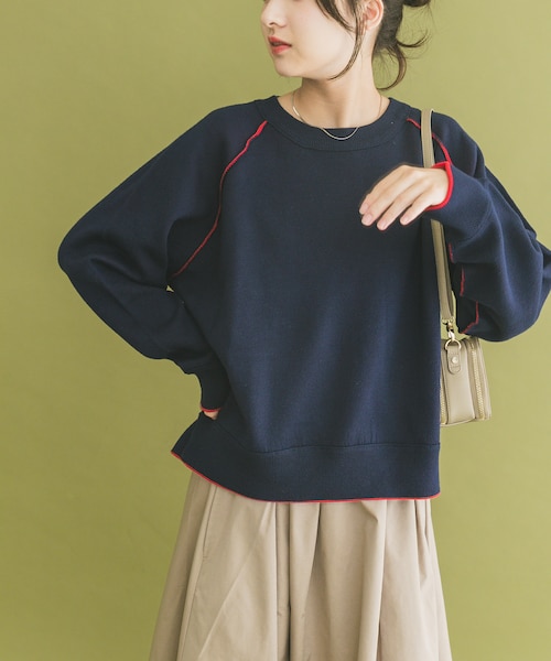 ITEMS URBANRESEARCH(アイテムズ アーバンリサーチ)の「リバーシブルスウェットライクニット(ニット/セーター・レディース・GRY×BLU/NVY×RED/YEO×BRN・FREE)」の2枚目の写真