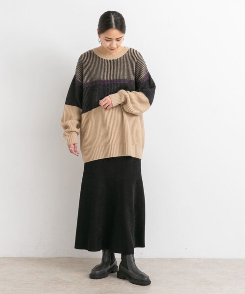 KBF（ケイビーエフ）の「カットオフ切替ロングスカート（スカート・レディース・CASSIS/L.BEIGE/BLACK・one）」の8枚目の写真