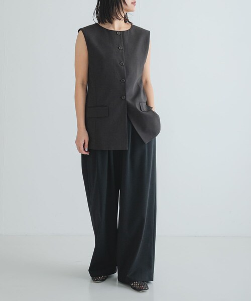 URBAN RESEARCH（アーバンリサーチ）の「AMOMENTO　OVERSIZED BUTTON UP VEST（ベスト・レディース・BLACK/DARK BROWN・0）」の7枚目の写真