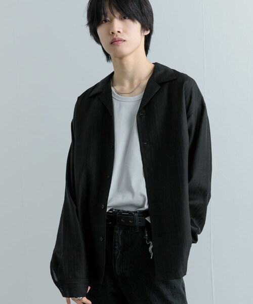 SENSE OF PLACE by URBAN RESEARCH(センスオブプレイスバイアーバンリサーチ)の「シアーストライプオープンカラーシャツ(シャツ/ブラウス・メンズ・BLACK/GREIGE/KHAKI・M/L)」の9枚目の写真