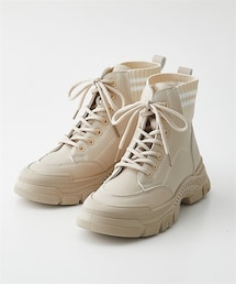 nissen | 履き口ニットレースアップショートブーツ(ブーツ)