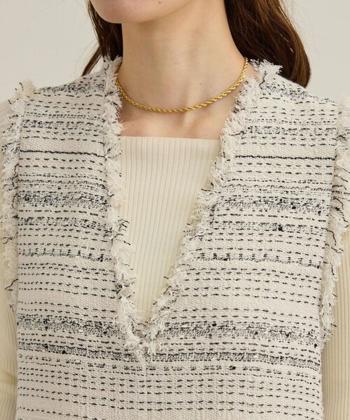 ROPE'（ロペ）の「【GIOLICA（ジオリカ）】別注TWEED V OP（ワンピース）（ワンピース・レディース・ホワイト/ブルー・36/38）」の15枚目の写真