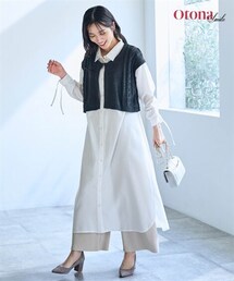 nissen | 袖ドロストニット使いシャツワンピース【OtonaSMILE】(ワンピース)