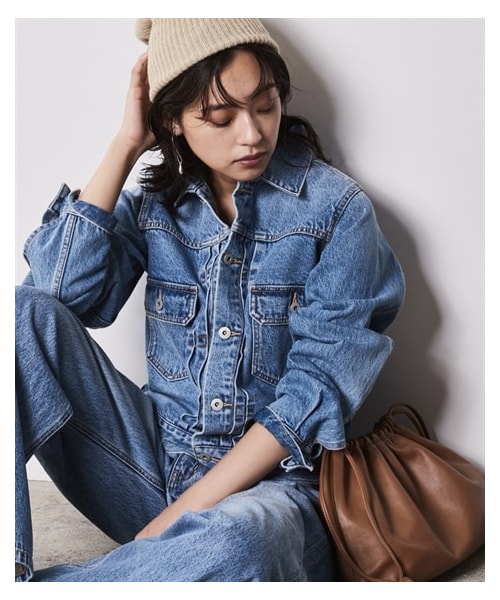 nissen（ニッセン）の「＜大きいサイズ＞綿100％ヴィンテージ風デニムジャケット シックスタイル（ジャケット/アウター・レディース・ライトブルー系デニム/ブルー系デニム/グレー系デニム・L/LL/3L/4L/5L/6L/8L/10L）」の13枚目の写真