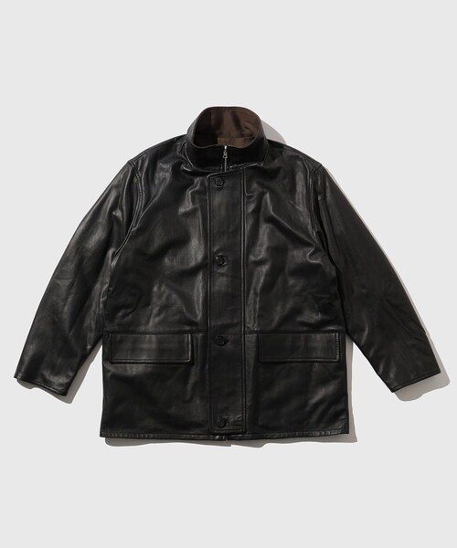 ADAM ET ROPE'（アダムエロペ）の「【AURALEE/オーラリー】REVERSIBLE WOOL TWISTED TWILL / SHEEP LEATHER HALF COAT（ダウンジャケット/コート・メンズ・ダークブラウン・3/4）」の9枚目の写真