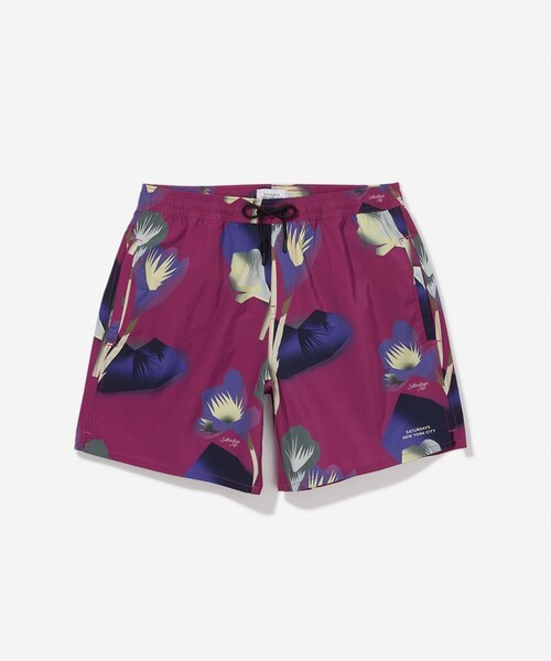 Saturdays NYC（サタデーズ ニューヨークシティ ）の「Timothy Jungle Floral Print Swim Short（水着・メンズ・キナリ/パープル・M/S/XS/XL）」の13枚目の写真