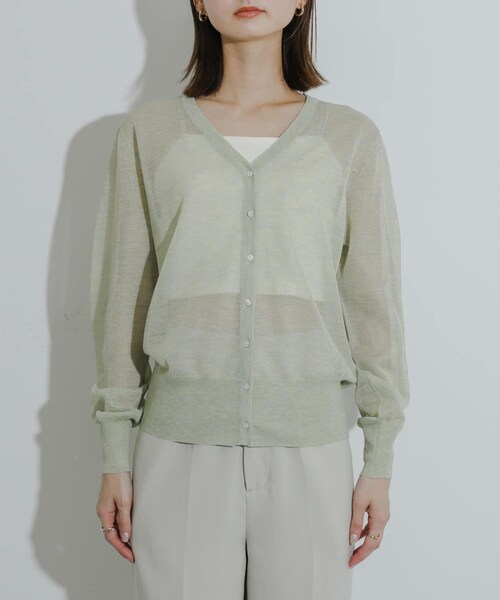 SENSE OF PLACE by URBAN RESEARCH（センスオブプレイスバイアーバンリサーチ）の「シアーメランジラメカーディガン（カーディガン/ボレロ・レディース・CHARCOAL/YELLOW/ORANGE・one）」の17枚目の写真