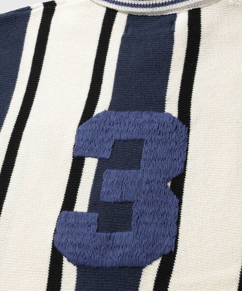 ADAM ET ROPE'（アダムエロペ）の「【RICE NINE TEN/ライス ナイン テン】KNITTED SOCCER SHIRT（ポロシャツ・メンズ・ホワイト系/ネイビー・1/2）」の10枚目の写真