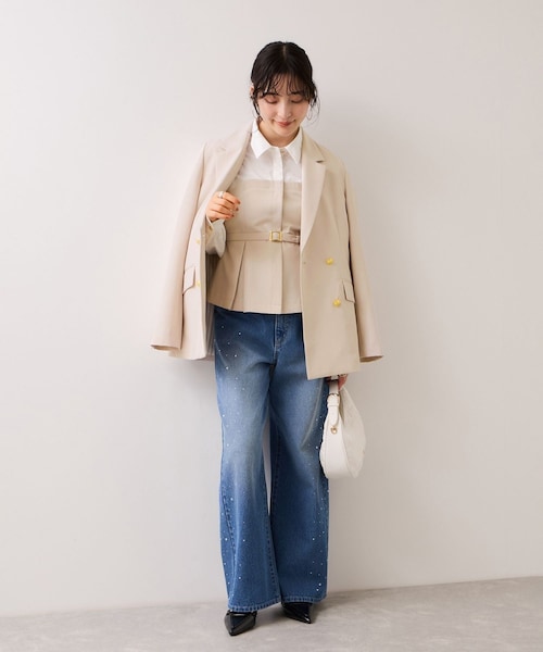 VIS（ビス）の「【美easy】コンフォート金ボタンジャケット/イージーケア・UVケア・セットアップ対応（テーラードジャケット・レディース・グレー/ベージュ/ライトグリーン/ネイビー・L/M/S）」の14枚目の写真