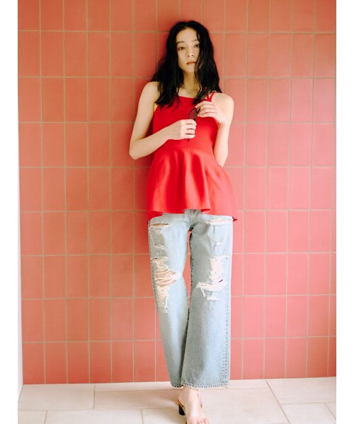 Ungrid（アングリッド）の「クラッシュデザインストレートデニム（デニムパンツ・レディース・ブルー・24ｲﾝﾁ/25ｲﾝﾁ/26ｲﾝﾁ）」の4枚目の写真