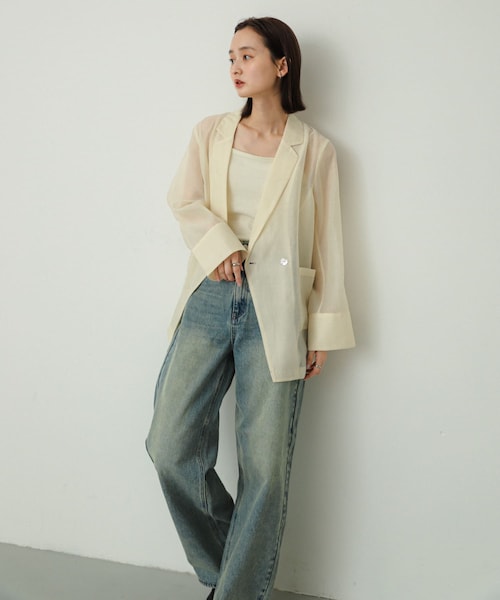 SENSE OF PLACE by URBAN RESEARCH（センスオブプレイスバイアーバンリサーチ）の「シアーテーラードジャケット（テーラードジャケット・レディース・BLACK/IVORY/BROWN・one）」の8枚目の写真