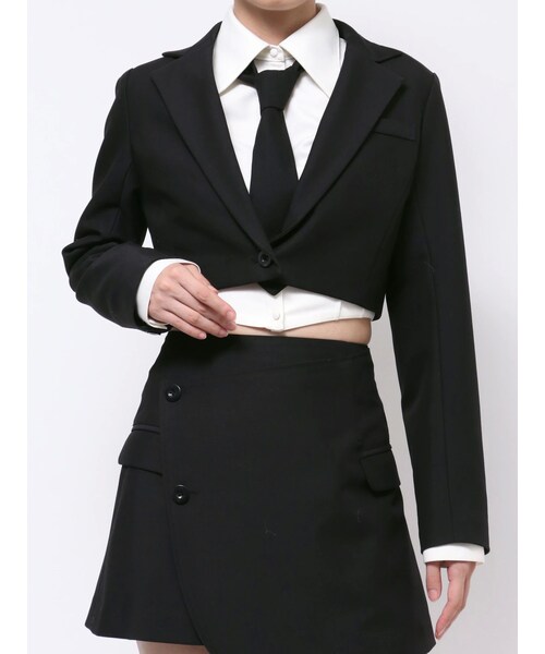 EATME（イートミー）の「クロップド丈ジャケット（セットアップ可能）（テーラードジャケット・レディース・グレー/ブラック/ブルー/ブラウン・F）」の5枚目の写真