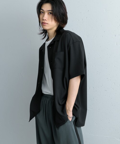 SENSE OF PLACE by URBAN RESEARCH(センスオブプレイスバイアーバンリサーチ)の「オープンカラールーズシャツ(5分袖)ll(シャツ/ブラウス・メンズ・BROWN/BLACK/GREIGE・S/M/L)」の13枚目の写真