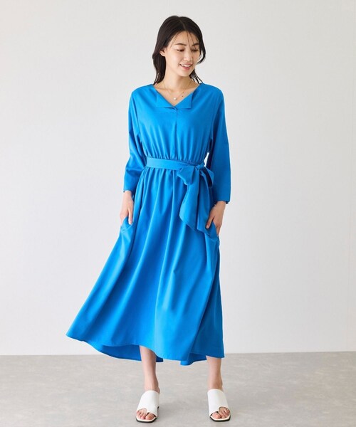 Jayro（ジャイロ）の「ウエストギャザーワンピース（ワンピース・レディース・グリーン/ネイビー/ブルー/ローズピンク・F）」の3枚目の写真