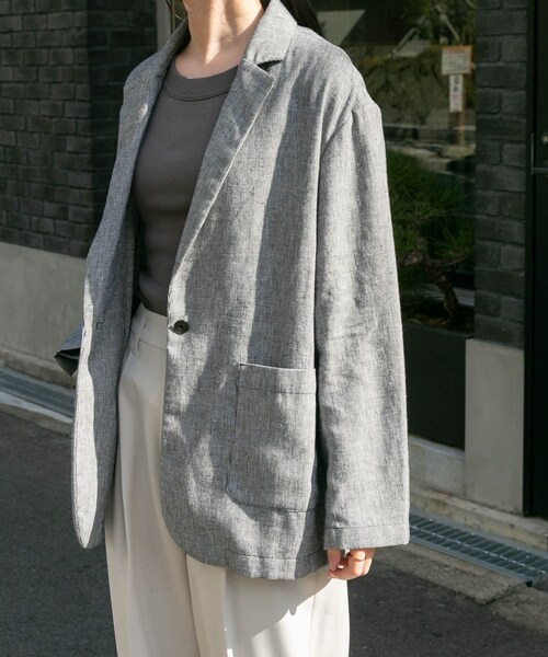 URBAN RESEARCH DOORS(アーバンリサーチドアーズ)の「FORK&SPOON ヘンプ混テーラードジャケット(テーラードジャケット・レディース・CHECK/NAVY・1)」の16枚目の写真