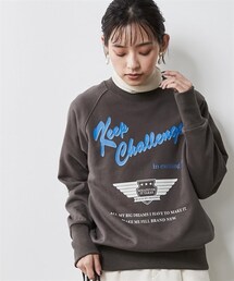 CHIC STYLE | 大きいサイズロゴプリント裏起毛トレーナーシックスタイル(スウェット)