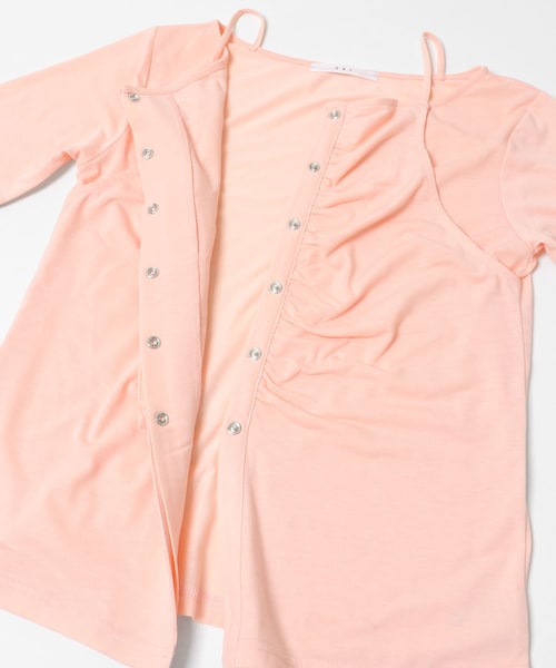KBF(ケイビーエフ)の「アシメタックレイヤードTEE(Tシャツ/カットソー・レディース・CHARCOAL/OATMEAL/PINK・One)」の10枚目の写真