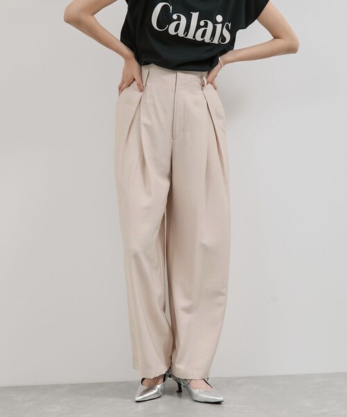 VIS（ビス）の「ボックスタックリラックスパンツ（その他パンツ・レディース・チャコール/ベージュ・F）」の10枚目の写真