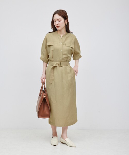 ROPE'（ロペ）の「スキッパーIラインワンピース（ワンピース・レディース・ブラック/ベージュ・36/38）」の10枚目の写真