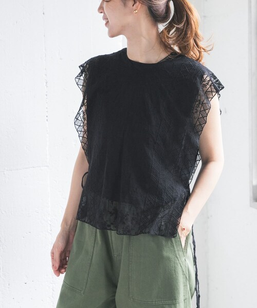 URBAN RESEARCH DOORS（アーバンリサーチドアーズ）の「2WAYレースカバー（ストール/ショール・レディース・NATURAL/BLACK・One）」の5枚目の写真