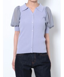 LAGUNAMOON | シャツカラードッキングニットプルオーバー(ニット/セーター)