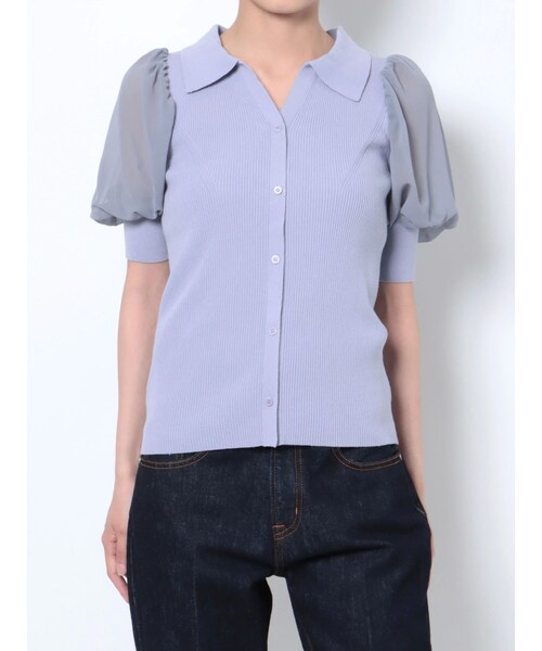 シャツカラードッキングニットプルオーバー