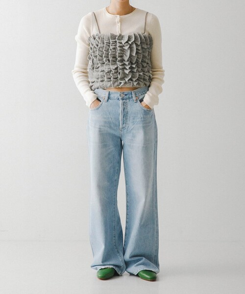 URBAN RESEARCH（アーバンリサーチ）の「KNIT SEW FRILL TOPS（キャミソール・レディース・GREY/WHITE・Free）」の8枚目の写真