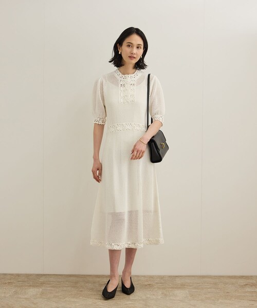 ROPE'（ロペ）の「クロシェニットワンピース/洗える（ワンピース・レディース・ホワイト/ネイビー・F）」の10枚目の写真