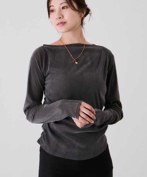 Jayro(ジャイロ)の「シアーベロアカットソー(Tシャツ/カットソー・レディース・ブラック/チャコール/ホワイト系・M)」の12枚目の写真