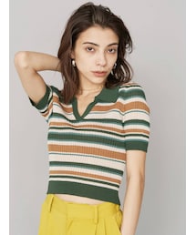 EVRIS | マルチボーダーポロニット(ニット/セーター)