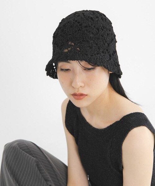 KBF（ケイビーエフ）の「クロシェベルHAT（ハット・レディース・CUSTARD/BLACK・One）」の5枚目の写真