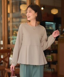 nissen | 大きいサイズ ダンボールニットペプラムプルオーバー(Tシャツ/カットソー)