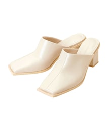 LAGUNAMOON | フェイクレザースクエアヒールミュールサンダル(サンダル)