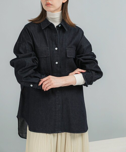 URBAN RESEARCH ROSSO（アーバンリサーチロッソ）の「『WEB限定』デニムオーバーシャツ（シャツ/ブラウス・レディース・INDIGO/FOG PINK・Free）」の8枚目の写真