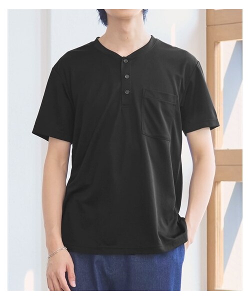 nissen（ニッセン）の「メッシュ半袖ヘンリーネックポケット付Tシャツ【大きいサイズ有】　吸汗速乾・UVカット（Tシャツ/カットソー・メンズ・オフホワイト/カーキ/ワイン/ネイビー/黒/マスタード/ダークブルー・M/L/LL/3L/4L/5L/6L/8L/10L）」の21枚目の写真