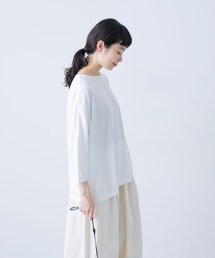 ボートネック7分袖ワイドカットソー