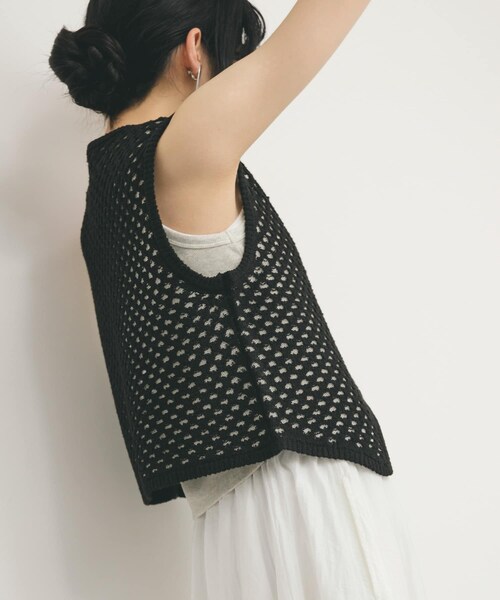 KBF（ケイビーエフ）の「ループヤーンメッシュベスト（ベスト・レディース・IVORY/YELLOW/BLACK・one）」の14枚目の写真