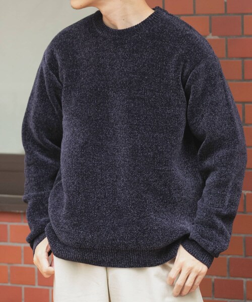 ITEMS URBANRESEARCH（アイテムズ アーバンリサーチ）の「ダブルフェイスシェニールクルーネックニット（ニット/セーター・メンズ・WHT/BLUE GRAY/GREIGE/INK BLACK・M/L）」の12枚目の写真